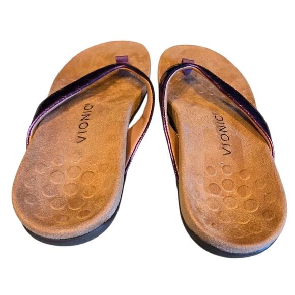 Vionic Women's Dillon Croc Toe Post Metallic Purple | 7 Supportive Sandals EUC - Picture 3 of 9